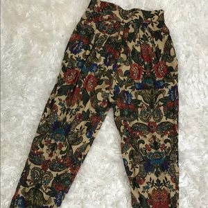 Vintage High Waist Floral Print Pants